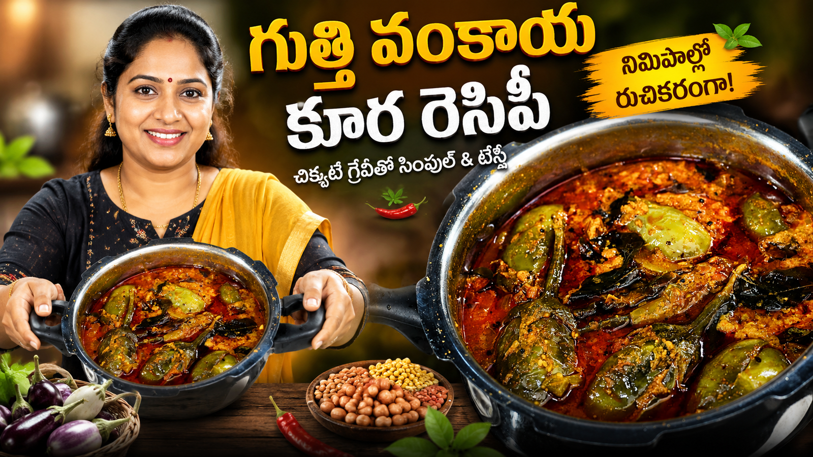 గుత్తి వంకాయ కూర, గుత్తి వంకాయ కూర రెసిపీ, Gutti Vankaya Kura, Gutti Vankaya Curry, Gutti Vankaya Recipe, Gutti Vankaya Recipe Telugu, Stuffed Brinjal Curry, Brinjal Curry Recipe, Andhra Style Gutti Vankaya, తెలుగు వంటలు, ఆంధ్ర వంటలు, వంకాయ కూర, వంకాయ రెసిపీ, హోమ్ స్టైల్ కూర, Easy Telugu Recipes, Veg Curry Recipes, South Indian Recipes, Telugu Food Recipes, Curry Recipes, Homemade Recipes.